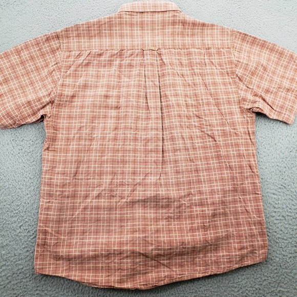 Boca Shirt Mens Large Orange Plaid Button Down Short Sleeve‎ Classic Pocket - Picture 3 of 10